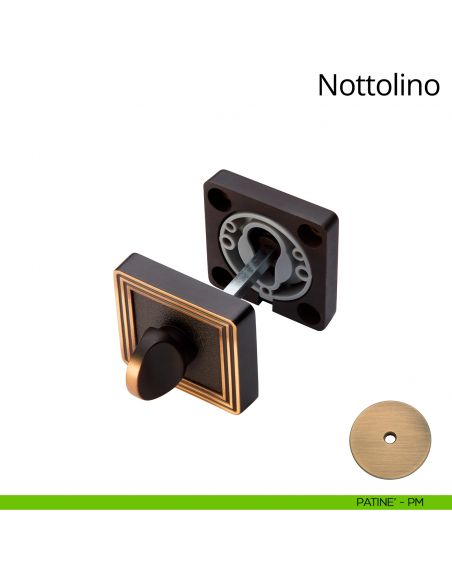 Nottolino per porta 114 Linea Calì con rosetta quadrata patinè
