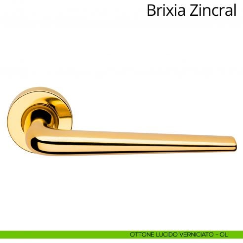 Maniglia per porta interna Brixia Zincral Linea Calì rosetta tonda ottone lucido verniciato