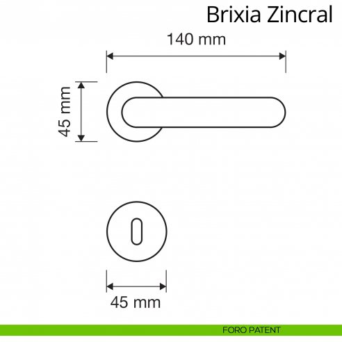Maniglia per porta interna Brixia Zincral Linea Calì rosetta tonda foro patent