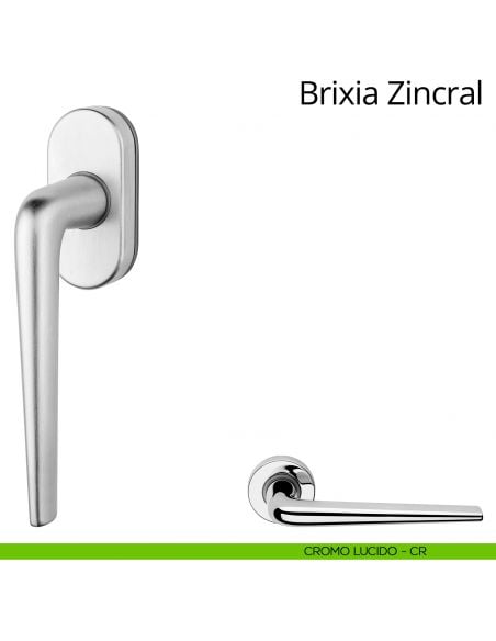 Maniglia per finestra martellina DK Brixia Zincral Linea Calì cromo lucido
