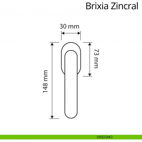 Maniglia per finestra martellina DK Brixia Zincral Linea Calì disegno