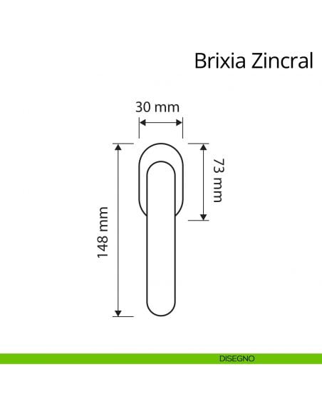 Maniglia per finestra martellina DK Brixia Zincral Linea Calì disegno