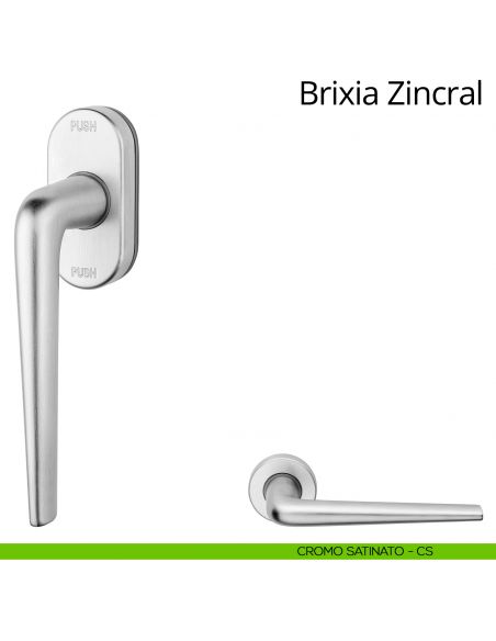 Maniglia per finestra martellina DK antintrusione Brixia Zincral Linea Calì cromo satinato