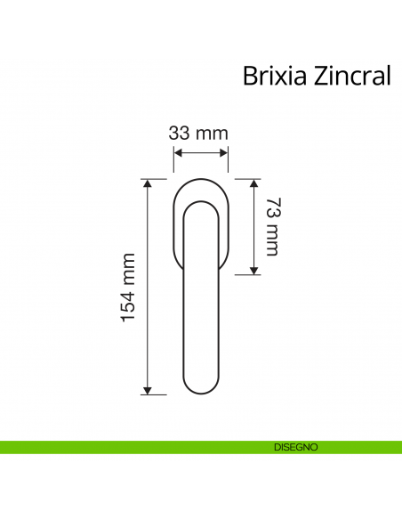 Maniglia per finestra martellina DK antintrusione Brixia Zincral Linea Calì disegno