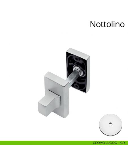 Nottolino per porta 021 Linea Calì con rosetta rettangolare cromo lucido