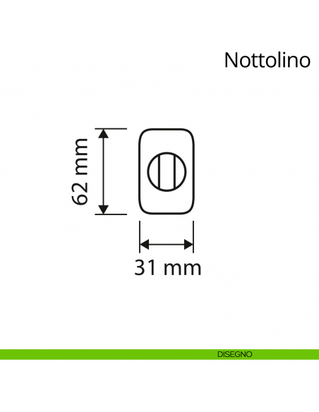 Nottolino per porta 021 Linea Calì con rosetta rettangolare disegno