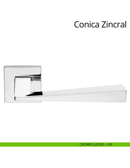 Maniglia per porta interna Conica Zincral Linea Calì rosetta quadrata bassa cromo lucido