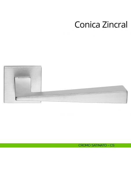 Maniglia per porta interna Conica Zincral Linea Calì rosetta quadrata bassa cromo satinato