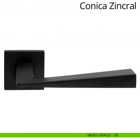 Maniglia per porta interna Conica Zincral Linea Calì rosetta quadrata bassa nero opaco