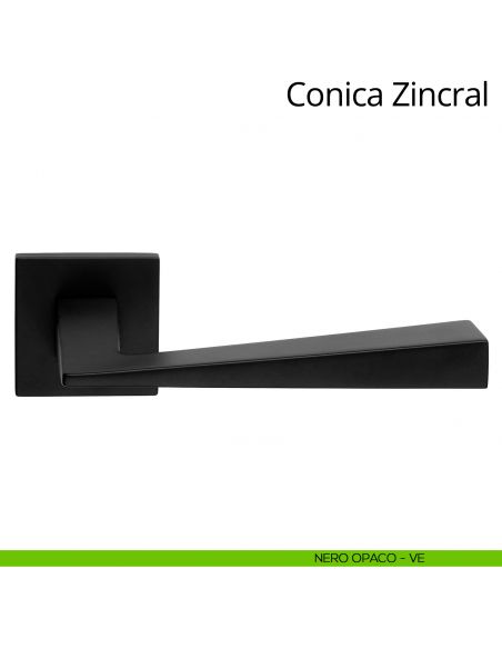 Maniglia per porta interna Conica Zincral Linea Calì rosetta quadrata bassa nero opaco