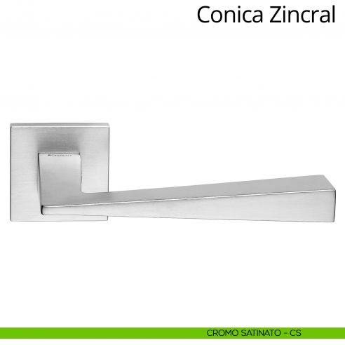 Maniglia per porta interna Conica Zincral Linea Calì rosetta quadrata cromo satinato