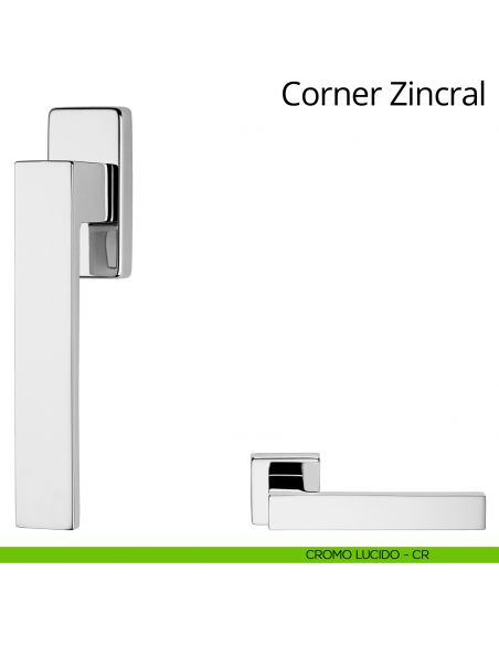 Maniglia per finestra martellina DK Corner Zincral Linea Calì cromo lucido