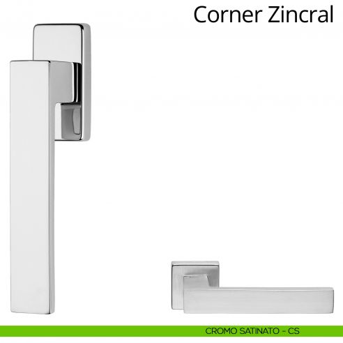 Maniglia per finestra martellina DK Corner Zincral Linea Calì cromo satinato