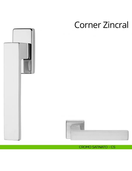 Maniglia per finestra martellina DK Corner Zincral Linea Calì cromo satinato