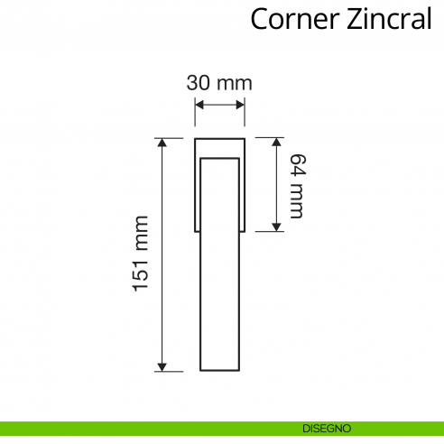 Maniglia per finestra martellina DK Corner Zincral Linea Calì disegno