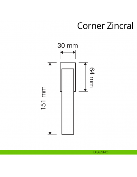 Maniglia per finestra martellina DK Corner Zincral Linea Calì disegno