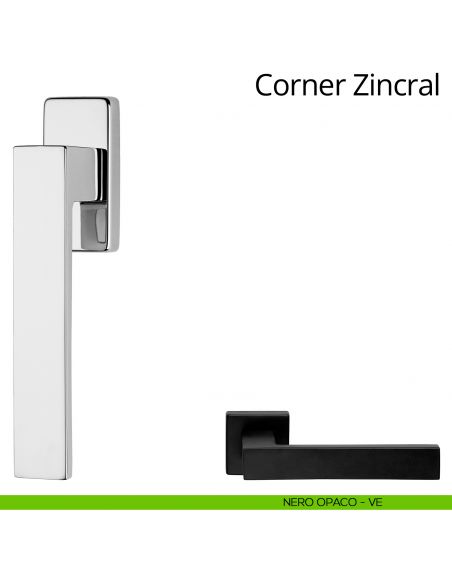 Maniglia per finestra martellina DK Corner Zincral Linea Calì nero opaco