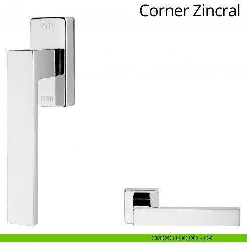 Maniglia per finestra martellina DK antintrusione Corner Zincral Linea Calì cromo lucido