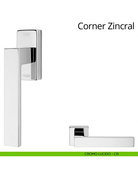 Maniglia per finestra martellina DK antintrusione Corner Zincral Linea Calì cromo lucido