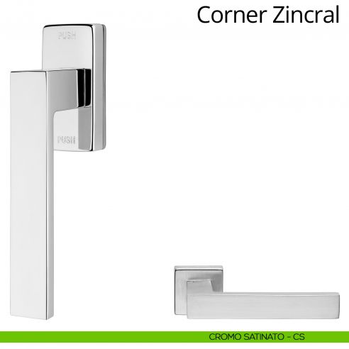 Maniglia per finestra martellina DK antintrusione Corner Zincral Linea Calì cromo satinato