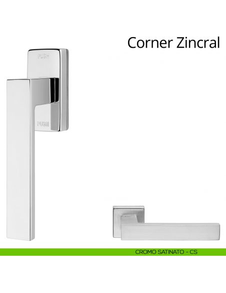 Maniglia per finestra martellina DK antintrusione Corner Zincral Linea Calì cromo satinato