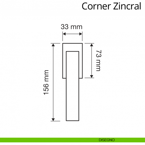 Maniglia per finestra martellina DK antintrusione Corner Zincral Linea Calì disegno