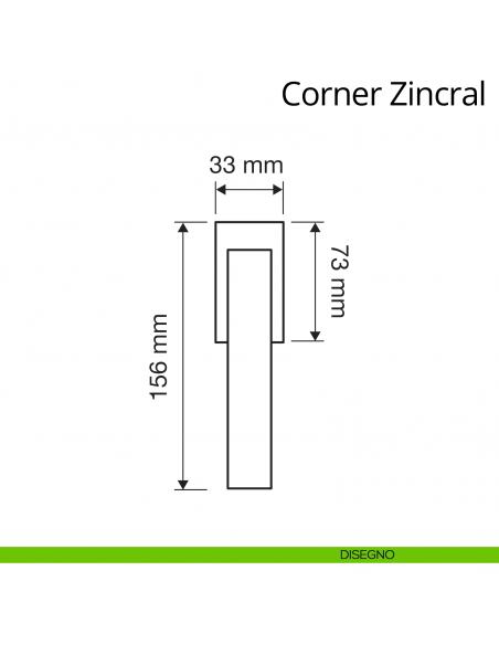 Maniglia per finestra martellina DK antintrusione Corner Zincral Linea Calì disegno