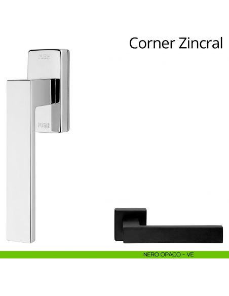 Maniglia per finestra martellina DK antintrusione Corner Zincral Linea Calì nero opaco