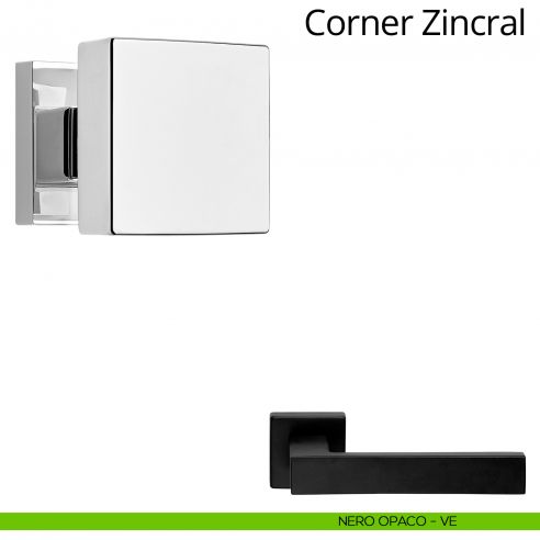 Pomolo quadrato per porta girevole Corner Zincral Linea Calì nero opaco