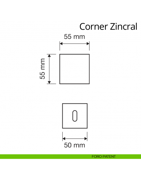 Pomolo quadrato per porta girevole Corner Zincral Linea Calì foro patent