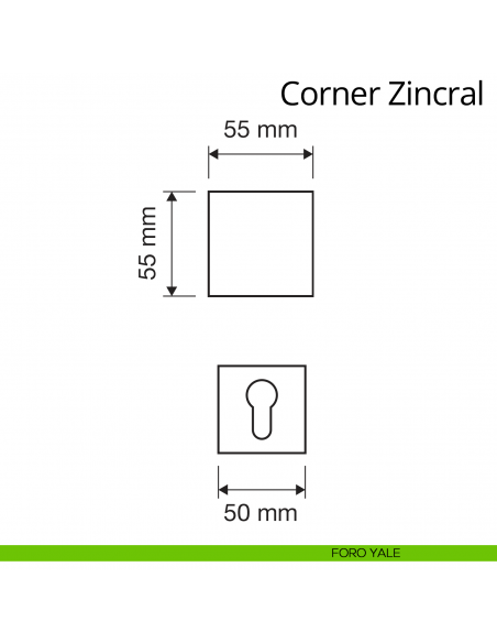 Pomolo quadrato per porta girevole Corner Zincral Linea Calì foro yale