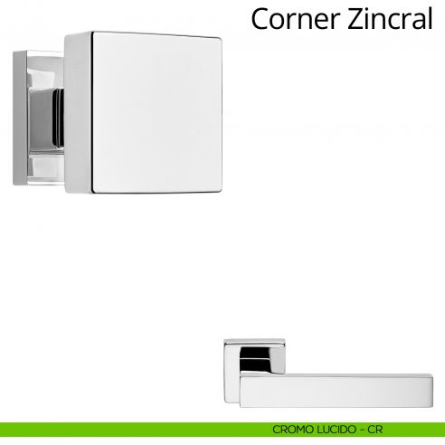 Pomolo quadrato per porta fisso Corner Zincral Linea Calì cromo lucido