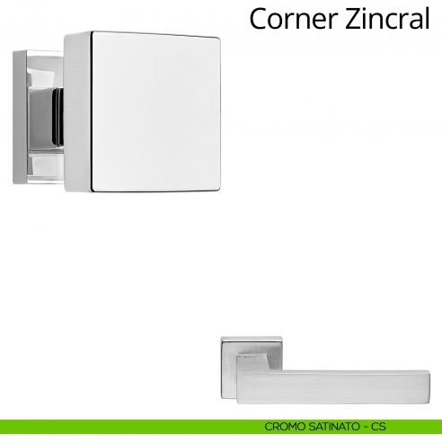 Pomolo quadrato per porta fisso Corner Zincral Linea Calì cromo satinato