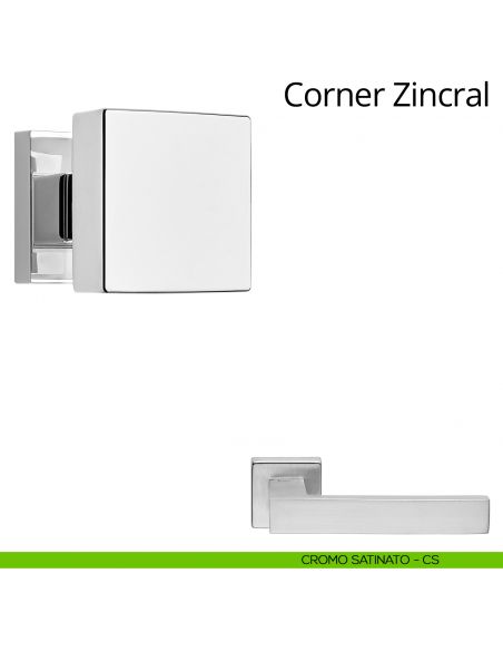 Pomolo quadrato per porta fisso Corner Zincral Linea Calì cromo satinato