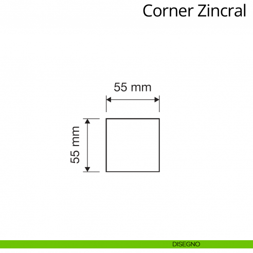 Pomolo quadrato per porta fisso Corner Zincral Linea Calì disegno