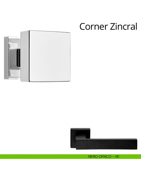 Pomolo quadrato per porta fisso Corner Zincral Linea Calì nero opaco