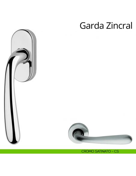 Maniglia per finestra martellina DK Garda Zincral Linea Calì cromo satinato