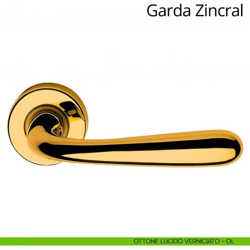 Maniglia per porta interna Garda Zincral Linea Calì rosetta tonda ottone lucido verniciato