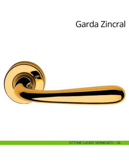 Maniglia per porta interna Garda Zincral Linea Calì rosetta tonda ottone lucido verniciato