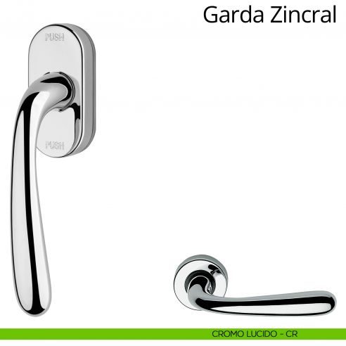 Maniglia per finestra martellina DK antintrusione Garda Zincral Linea Calì cromo lucido