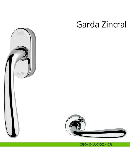 Maniglia per finestra martellina DK antintrusione Garda Zincral Linea Calì cromo lucido