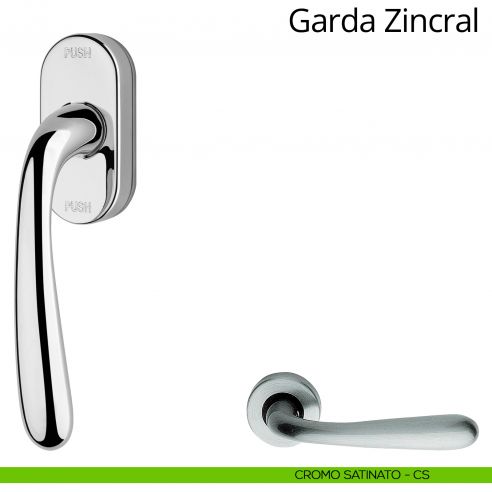 Maniglia per finestra martellina DK antintrusione Garda Zincral Linea Calì cromo satinato