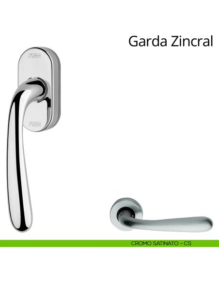 Maniglia per finestra martellina DK antintrusione Garda Zincral Linea Calì cromo satinato