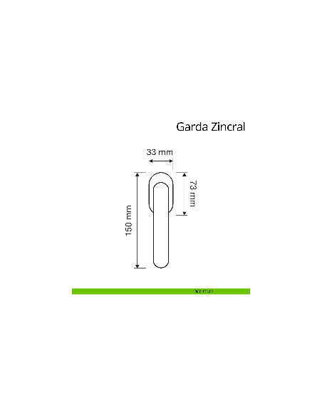 Maniglia per finestra martellina DK antintrusione Garda Zincral Linea Calì disegno