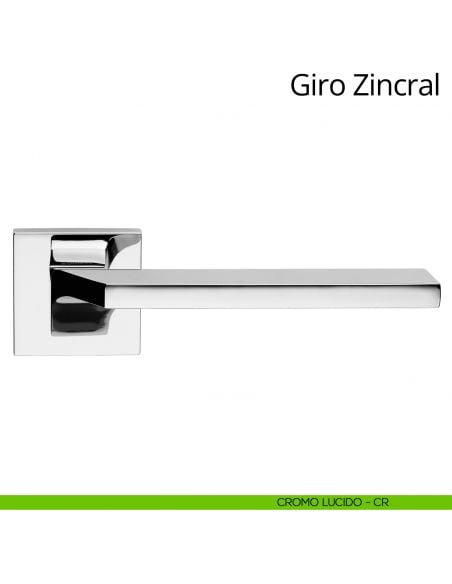 Maniglia per porta interna Giro Zincral Linea Calì rosetta quadrata bassa cromo lucido