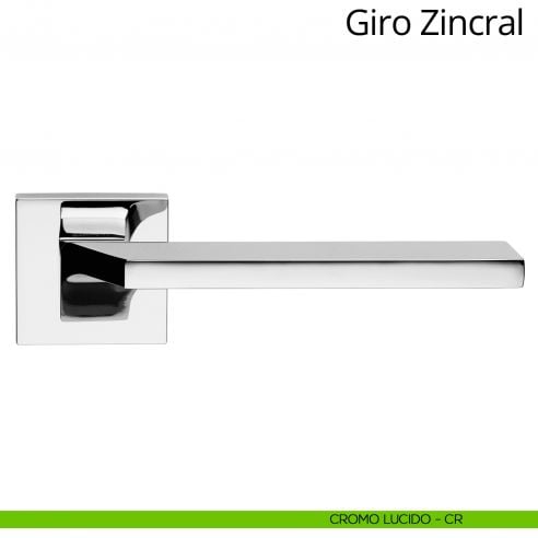 Maniglia per porta interna Giro Zincral Linea Calì rosetta quadrata cromo lucido