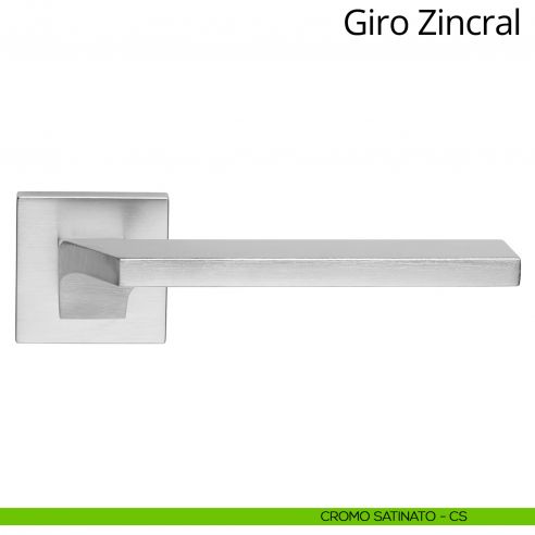 Maniglia per porta interna Giro Zincral Linea Calì rosetta quadrata cromo satinato