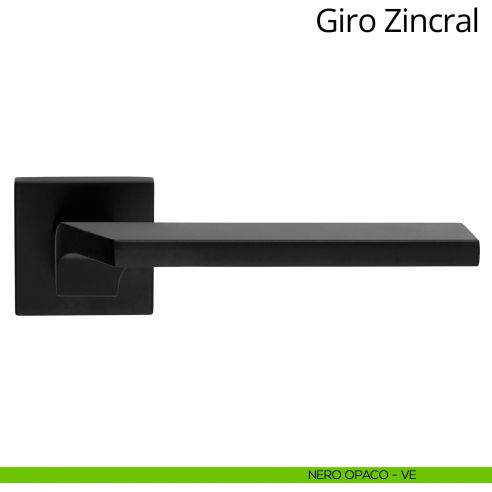 Maniglia per porta interna Giro Zincral Linea Calì rosetta quadrata nero opaco