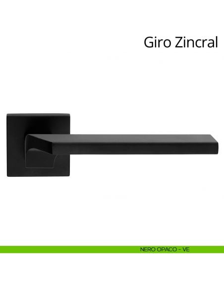 Maniglia per porta interna Giro Zincral Linea Calì rosetta quadrata nero opaco
