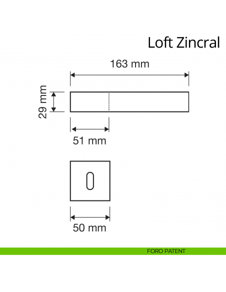Maniglia per porta interna Loft Zincral Linea Calì foro patent